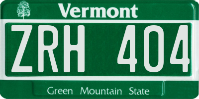 VT license plate ZRH404