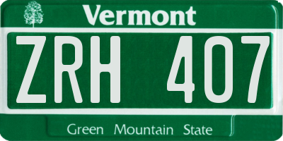 VT license plate ZRH407