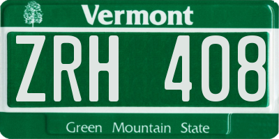 VT license plate ZRH408
