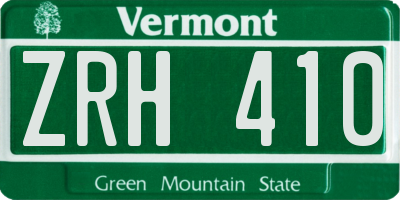 VT license plate ZRH410