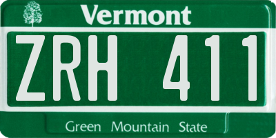 VT license plate ZRH411