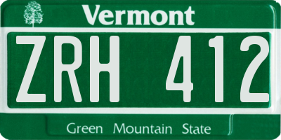 VT license plate ZRH412