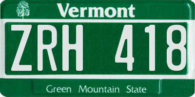 VT license plate ZRH418