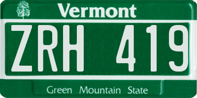 VT license plate ZRH419