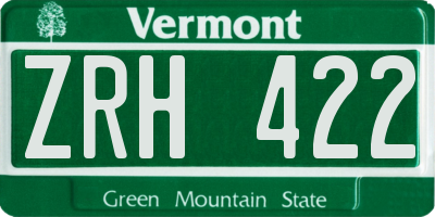 VT license plate ZRH422