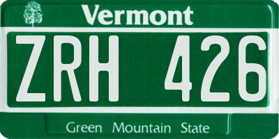 VT license plate ZRH426