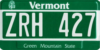 VT license plate ZRH427