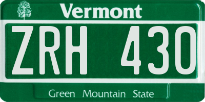 VT license plate ZRH430