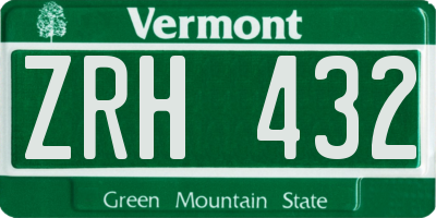 VT license plate ZRH432