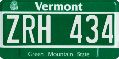 VT license plate ZRH434
