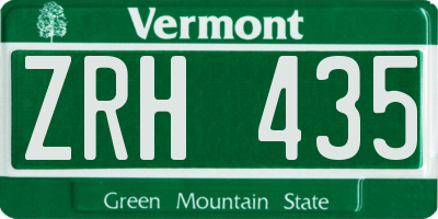 VT license plate ZRH435