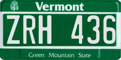 VT license plate ZRH436