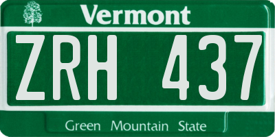 VT license plate ZRH437