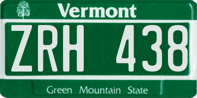 VT license plate ZRH438