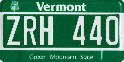 VT license plate ZRH440
