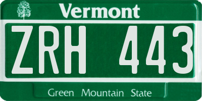 VT license plate ZRH443
