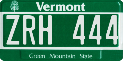 VT license plate ZRH444