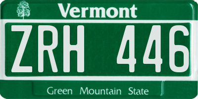VT license plate ZRH446