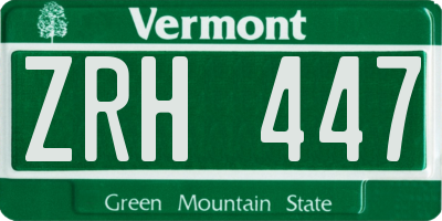 VT license plate ZRH447