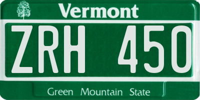 VT license plate ZRH450