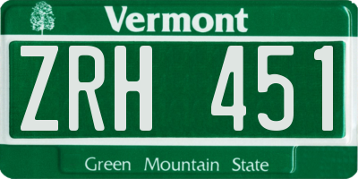 VT license plate ZRH451