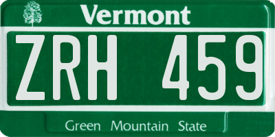 VT license plate ZRH459
