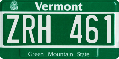 VT license plate ZRH461