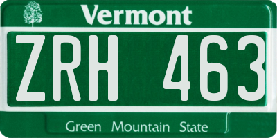 VT license plate ZRH463