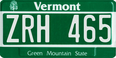 VT license plate ZRH465