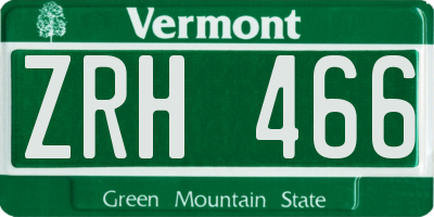 VT license plate ZRH466