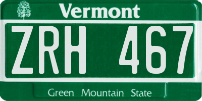 VT license plate ZRH467