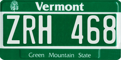 VT license plate ZRH468