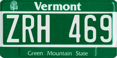 VT license plate ZRH469