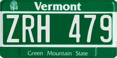 VT license plate ZRH479