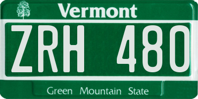 VT license plate ZRH480