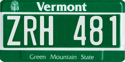 VT license plate ZRH481