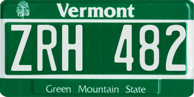 VT license plate ZRH482