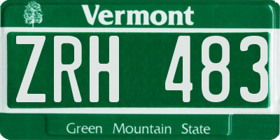 VT license plate ZRH483