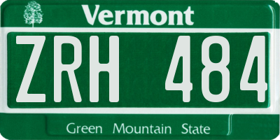 VT license plate ZRH484