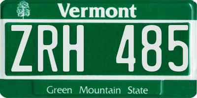 VT license plate ZRH485