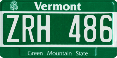 VT license plate ZRH486
