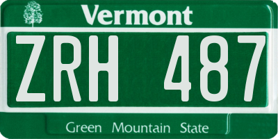 VT license plate ZRH487