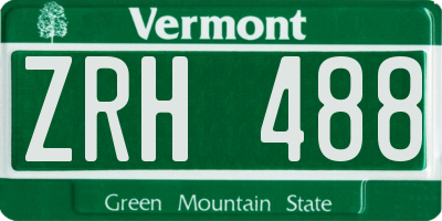 VT license plate ZRH488