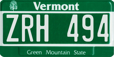 VT license plate ZRH494