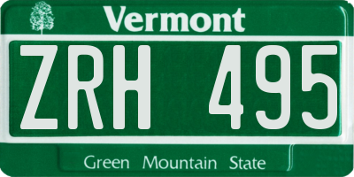 VT license plate ZRH495