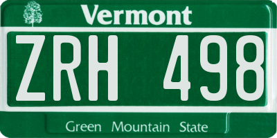 VT license plate ZRH498