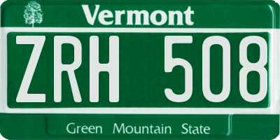 VT license plate ZRH508