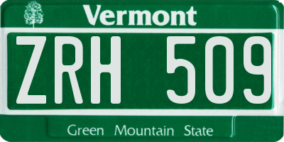 VT license plate ZRH509