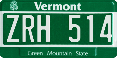 VT license plate ZRH514