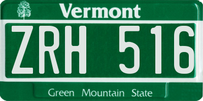 VT license plate ZRH516